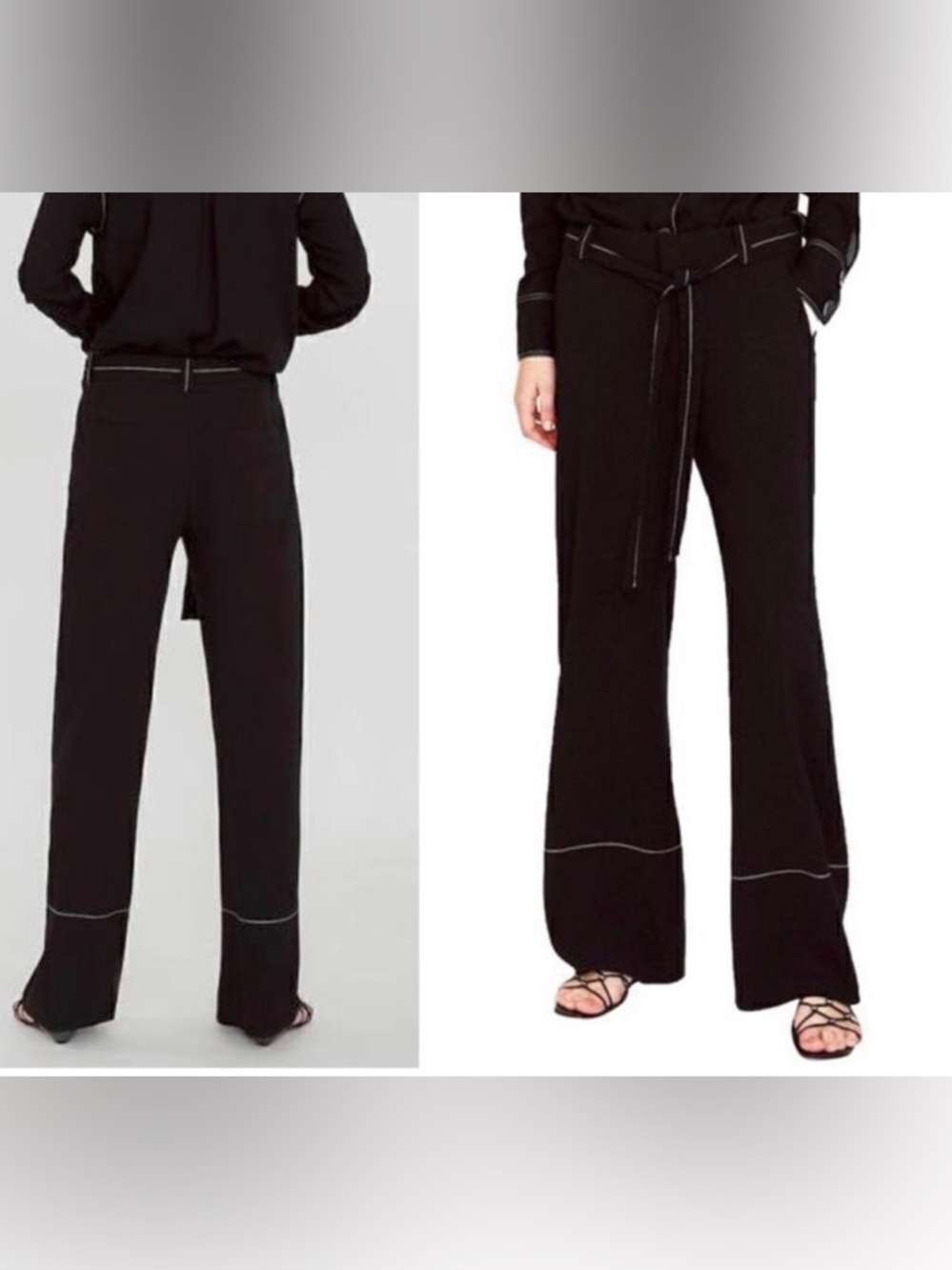 Zara Women's Wide Leg Dress Pants With Contrasting Topstitching - Picture 3 of 12